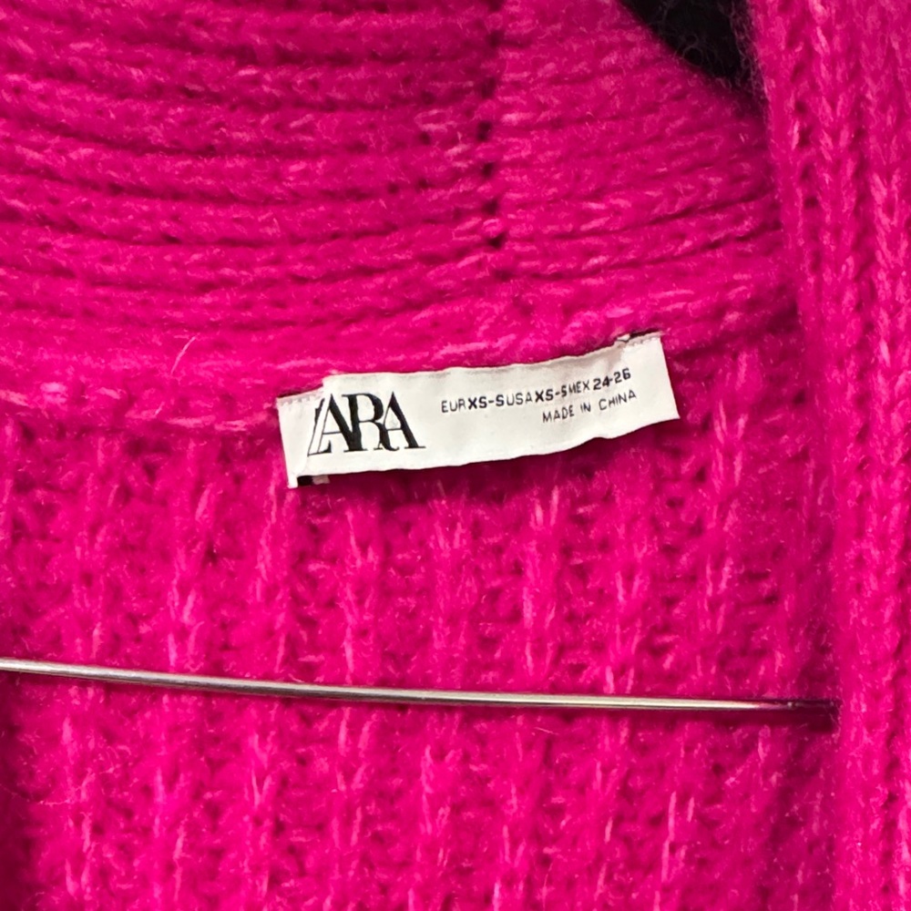 ZARA Women's Pink Long Cardigan Sweater/Coat XS-S - Picture 4 of 6